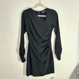 ASOS DESIGN Black Ruched Draped Long Sleeve Mini Dress Party Holiday Size 4